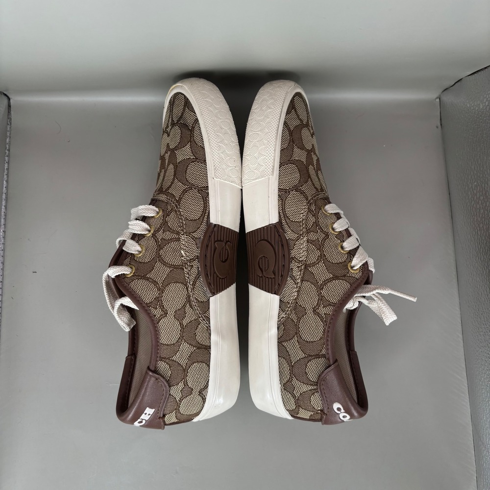 Coach Citysole Skate Khaki Signature Jacquard Sneakers C2705 Brown Women 6B - Picture 3 of 6